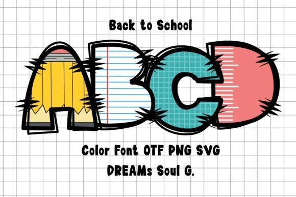 Back-to-School Color Font: Pencil, Notebook & Ruler Designs