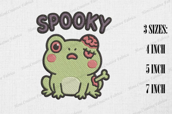 Cute Zombie Frog Spooky Halloween: A Playful Embroidery Design