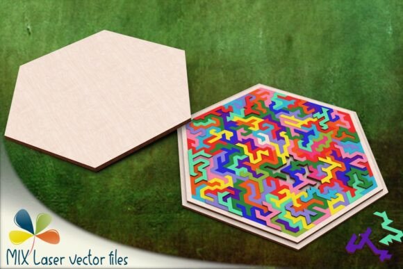 Hexagonal Wooden Puzzle Pattern: A Tactile Design Asset