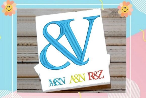 Interlocking Ampersand Letter V Monogram for Embroidery