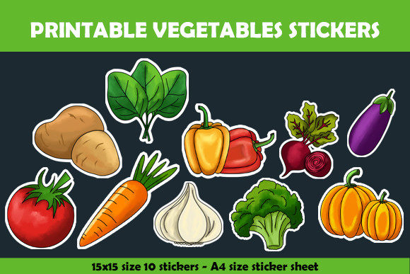 Printable Vegetables Stickers: Fresh Design for Modern Projects