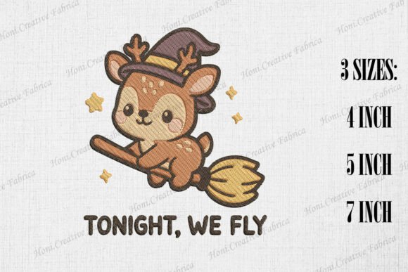 Soaring with Whimsy: The Tonight We Fly Cute Deer Embroidery Design