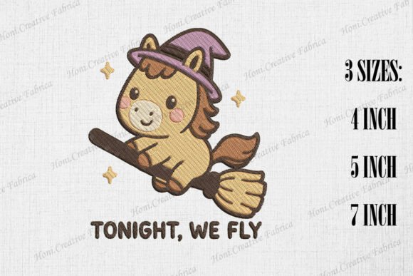 Tonight We Fly Cute Horse: Embroidery Design Magic